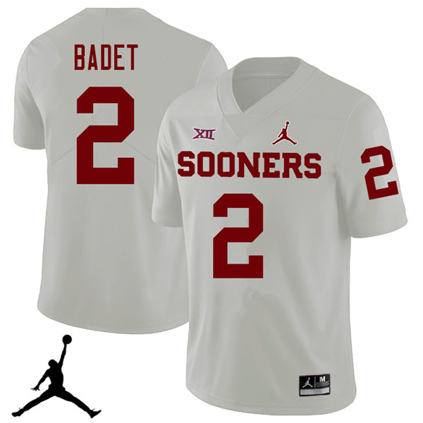 Jordan Brand Men #2 Jeff Badet Oklahoma Sooners 2018 College Football Jerseys Sale-White - Click Image to Close